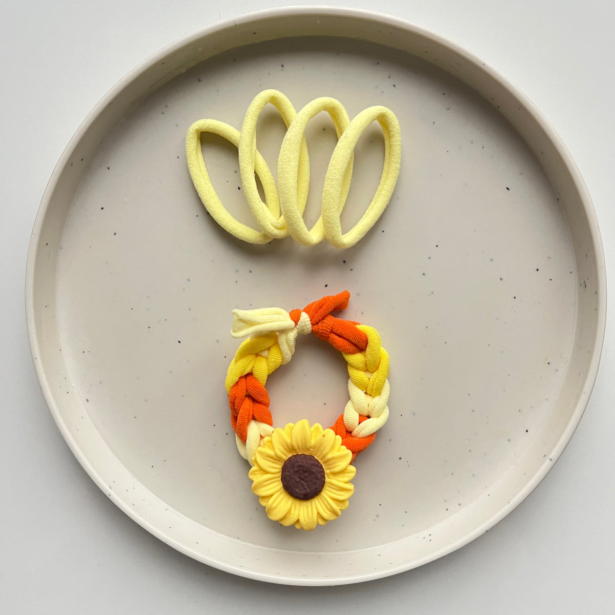 Sunny Bloom Hair Tie Set – 4 Basic + 1 Fancy Sunshine Braid